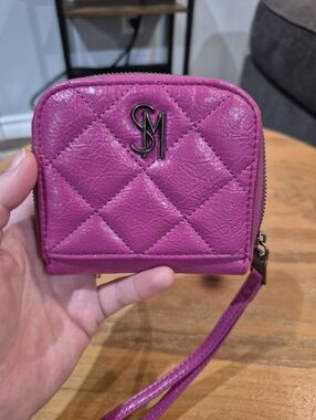 Steve Madden Quilted Mini Wallet Wristlet in Hot Pink